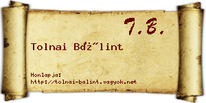Tolnai Bálint névjegykártya